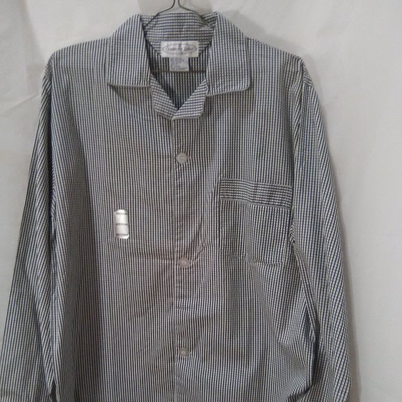 Comfort Zone Men's Pajama Top Button Up Color Gray/White Stripe Size Med… - Picture 1 of 6
